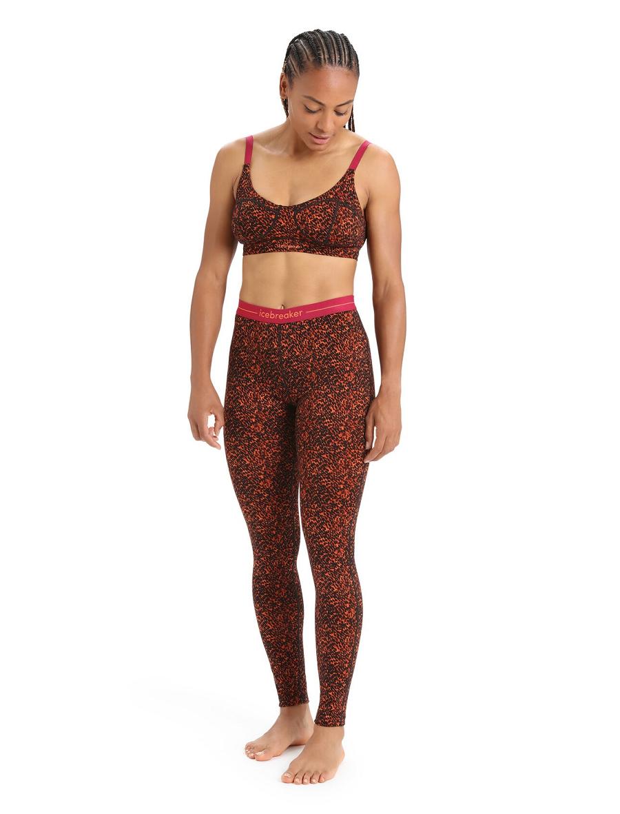 Black / Cherry Women's Icebreaker Merino 200 Oasis Leggings Lichen One Piece & Sets | USA 1796NWYB